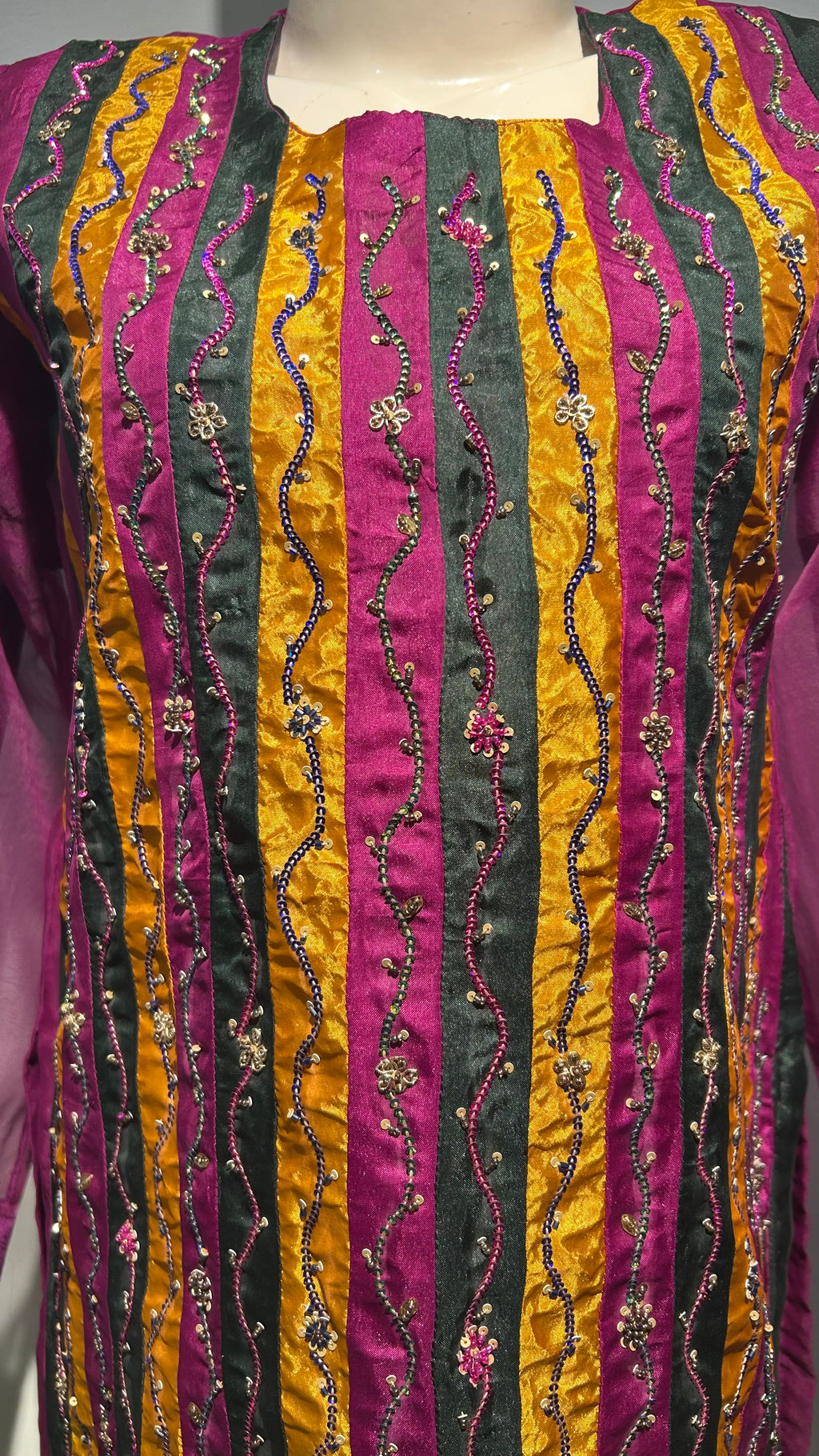 Silk stripes’ multi magenta