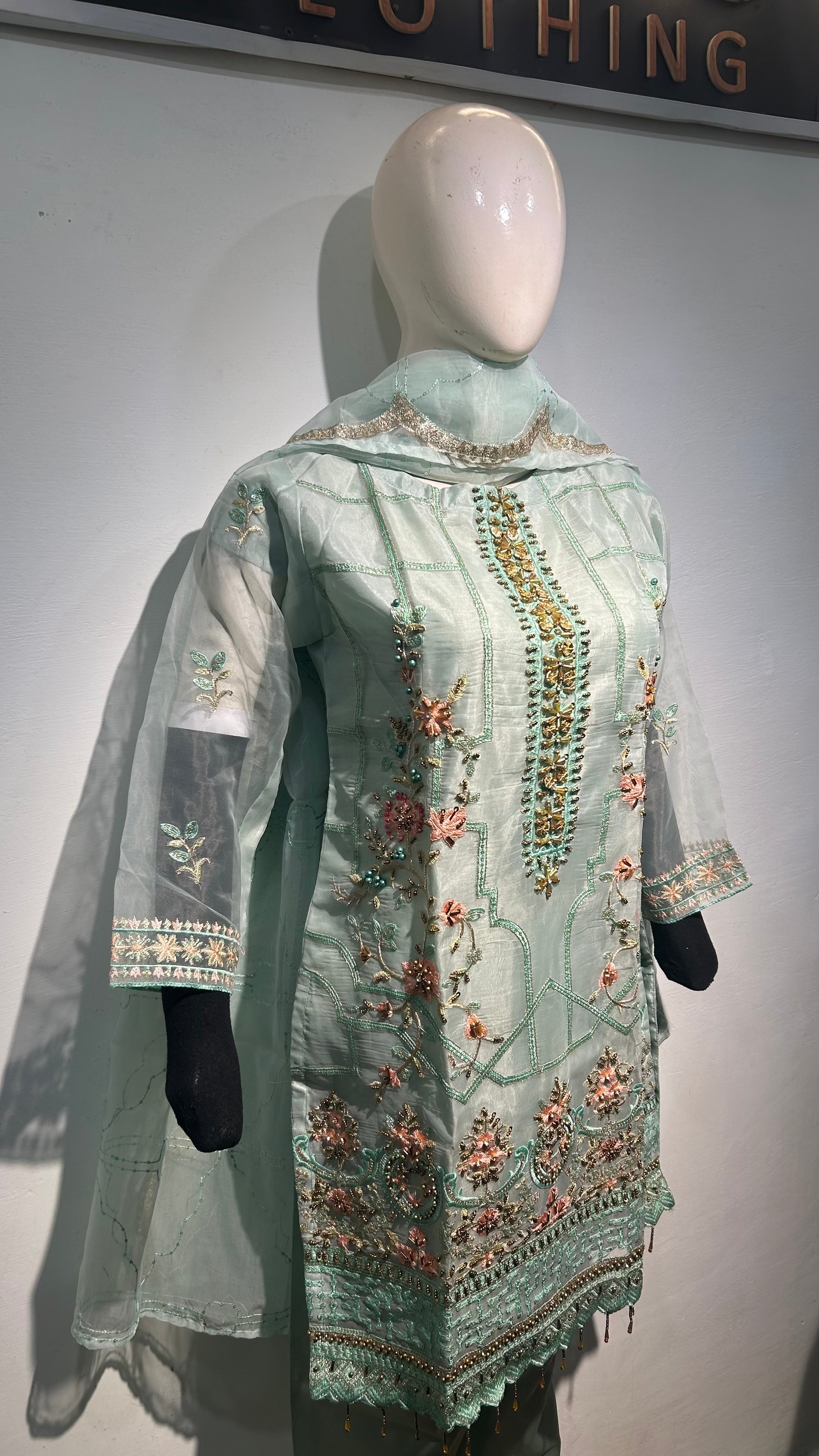 Organza’ seagreen 3pc