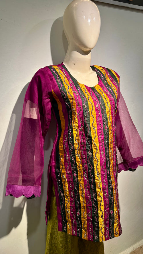 Silk stripes’ multi magenta
