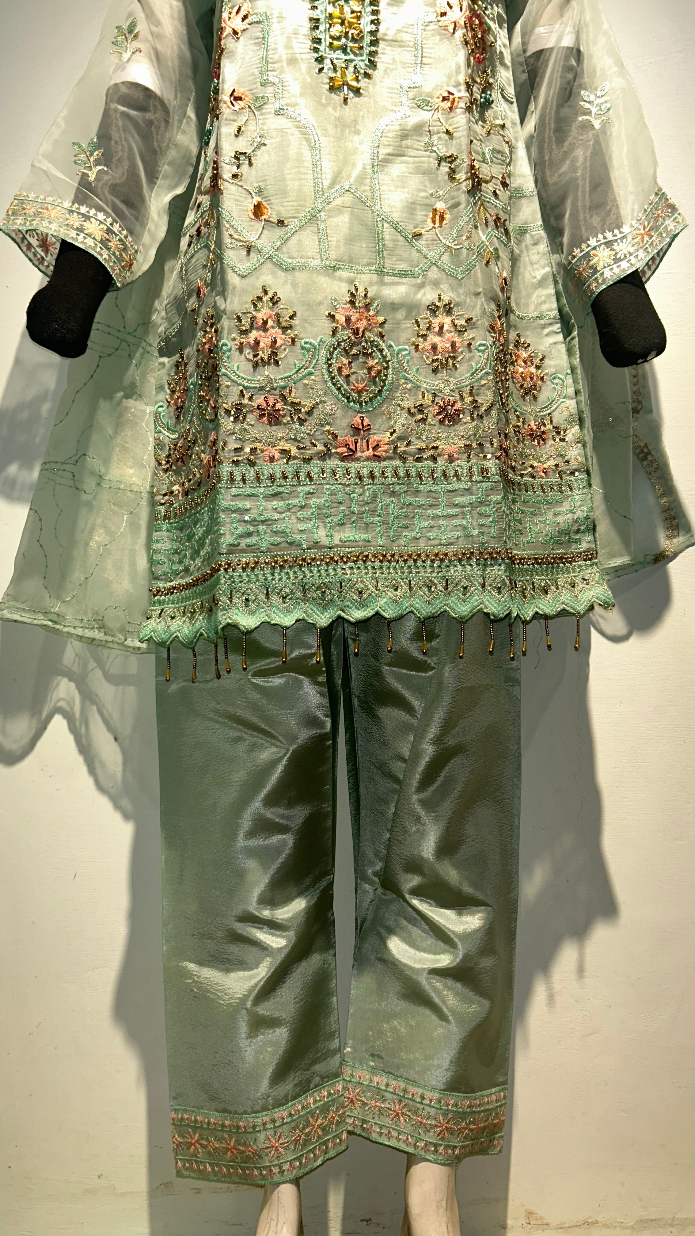 Organza’ seagreen 3pc