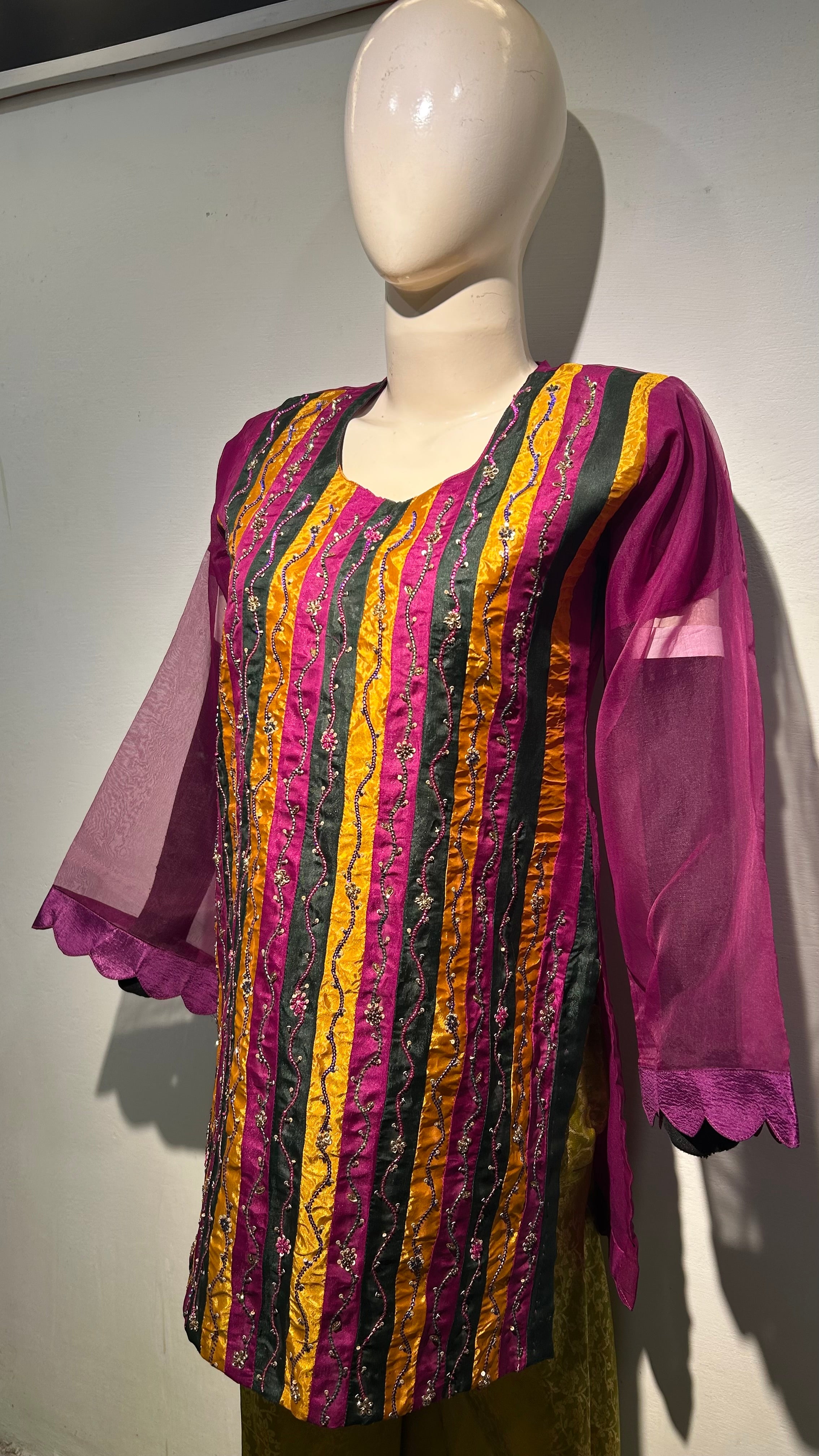 Silk stripes’ multi magenta