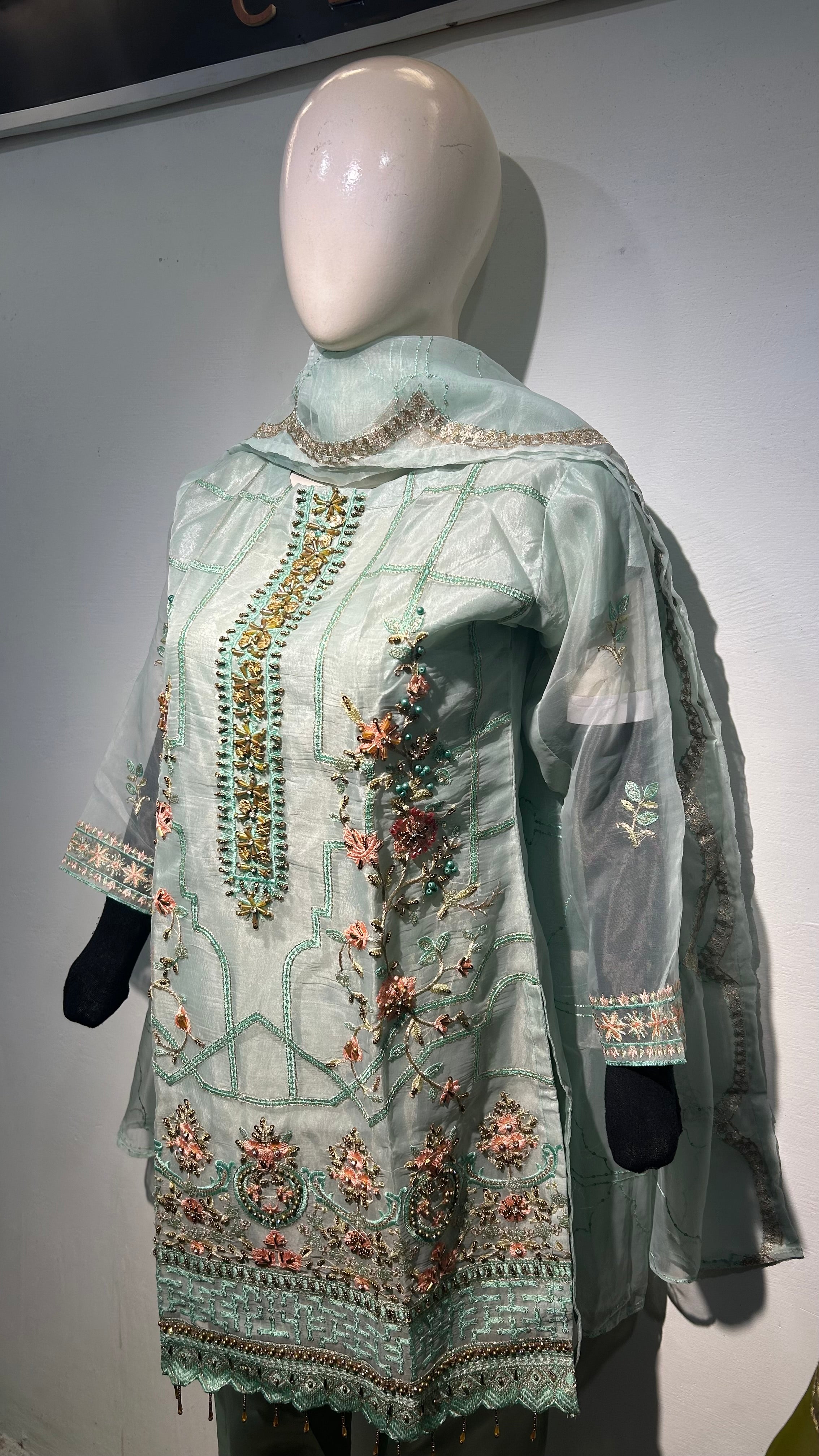 Organza’ seagreen 3pc