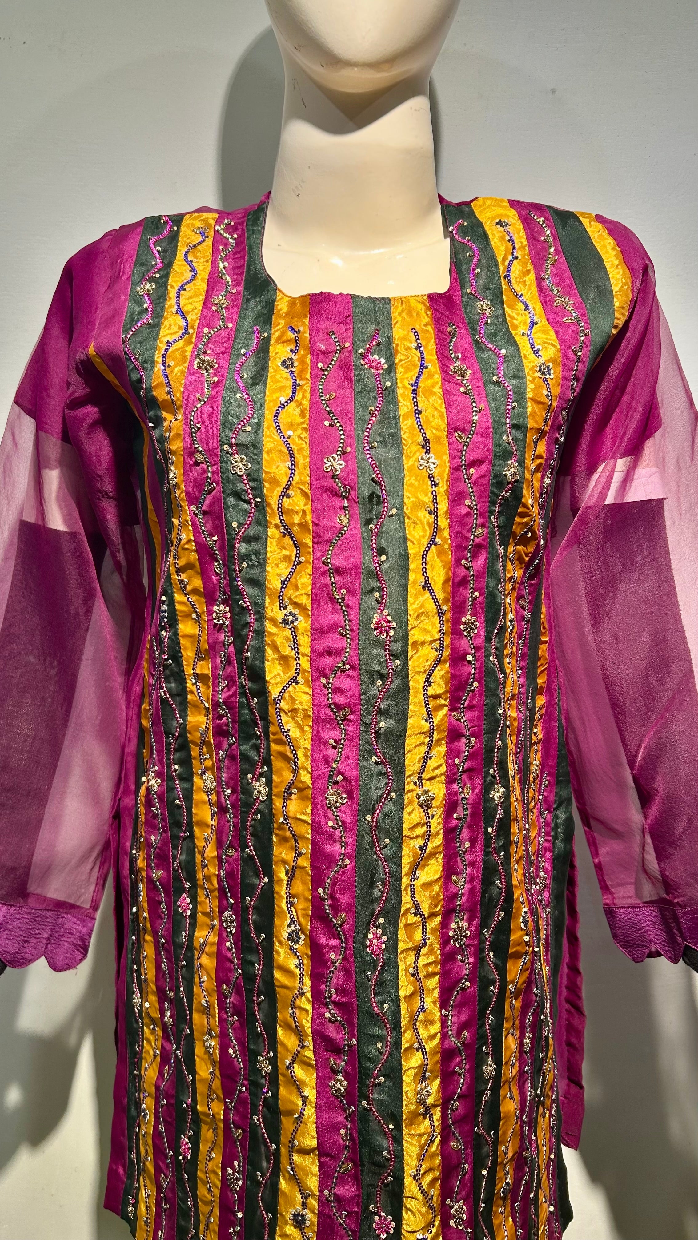 Silk stripes’ multi magenta